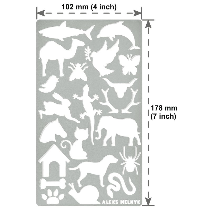 Aleks Melnyk No.43 Metal Stencils, Small Animals, Woodland, Pets, Cat, Dog, Fox, Lizard, Sea Ocean Animals, Kit 3 PCS, Templates for Wood Burning, Engraving, Crafting, Bullet Journaling, Scrapbook - Image 3